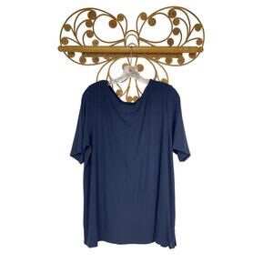 J. Jill Wearever ribbed short sleeve shirt XL navy blue